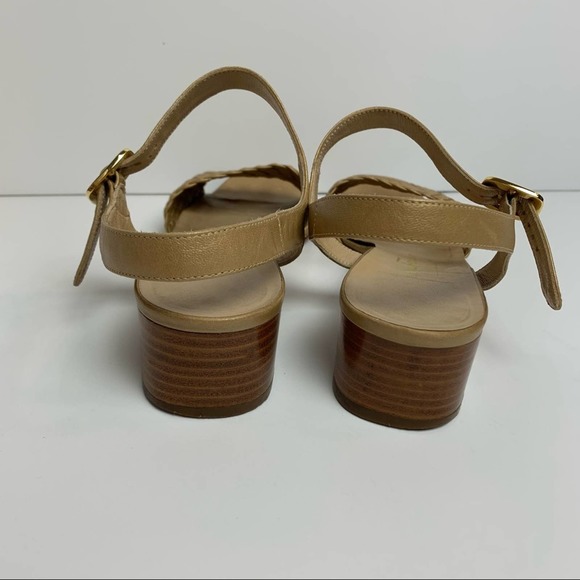 Vintage Salvatore Ferragamo tan metallic leather woven block heel sandals 9 - Picture 6 of 11